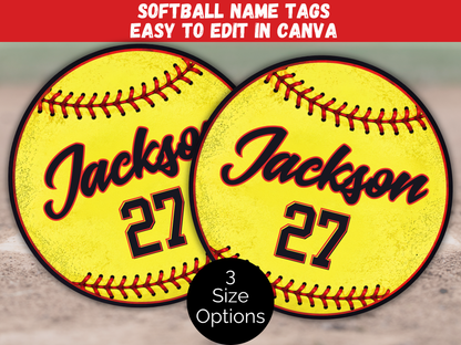 Editable Softball Name Tags Template