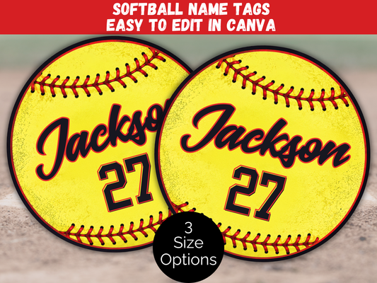 Editable Softball Name Tags Template