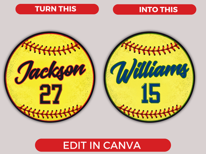 Editable Softball Name Tags Template