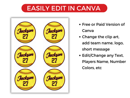 Editable Softball Name Tags Template