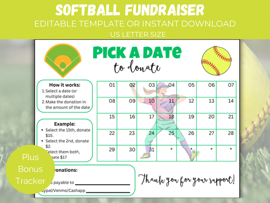 Editable Softball Pick A Date