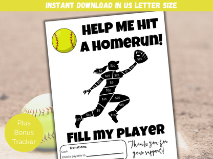 Fill My Softball Player Fundraiser Template