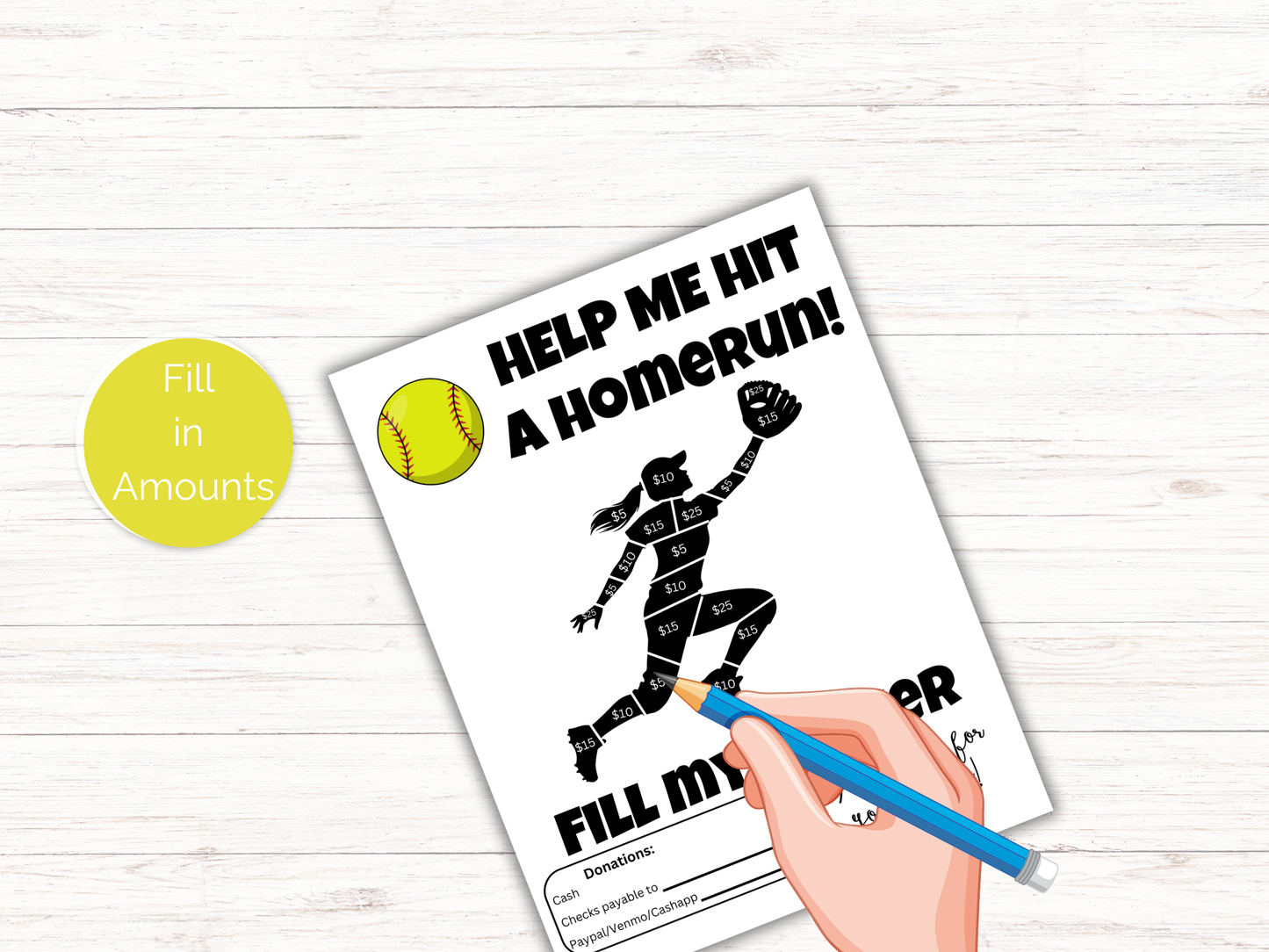 Fill My Softball Player Fundraiser Template
