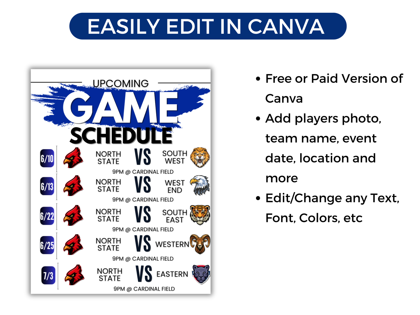 Softball Schedule Template