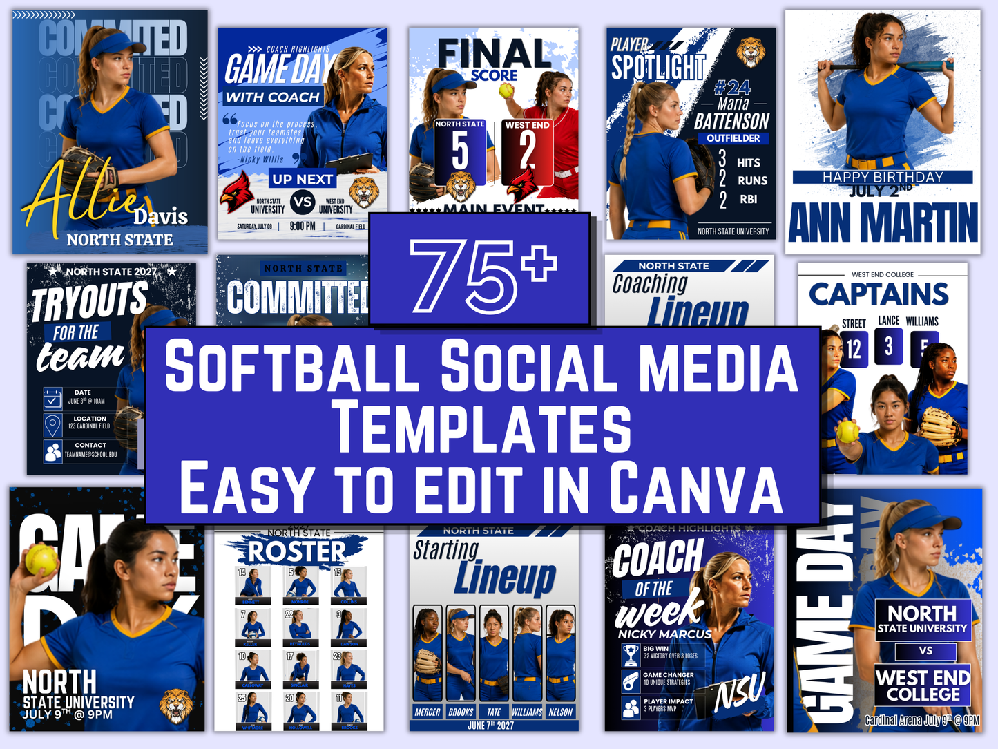 Softball Social Media Templates Bundle