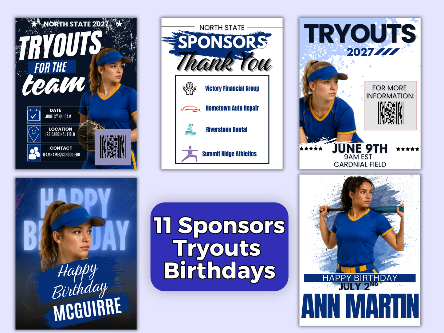 Softball Social Media Templates Bundle