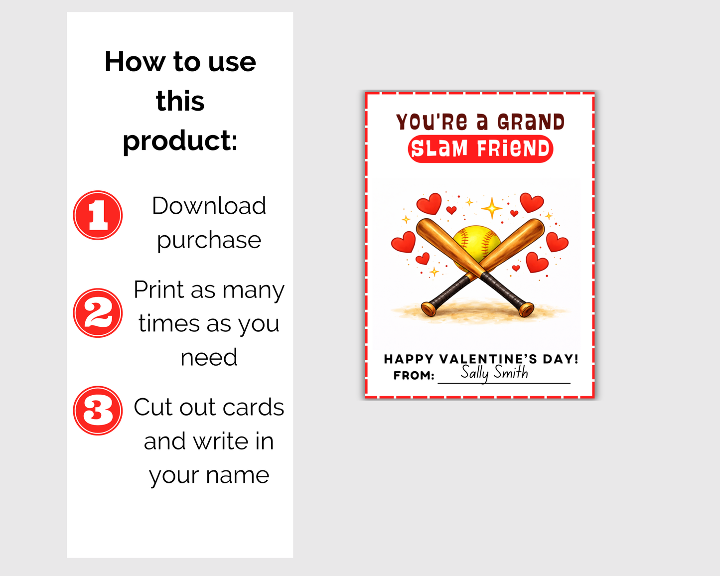 Softball Valentine Cards