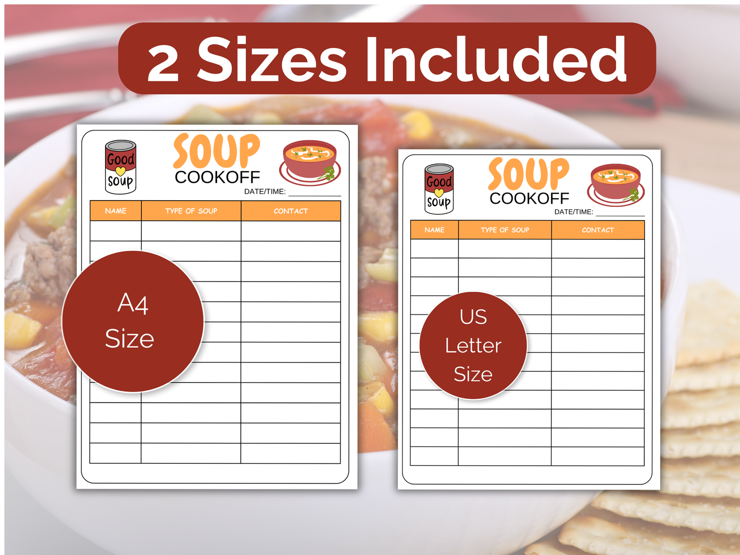 Soup Cook-off Sign Up Sheet