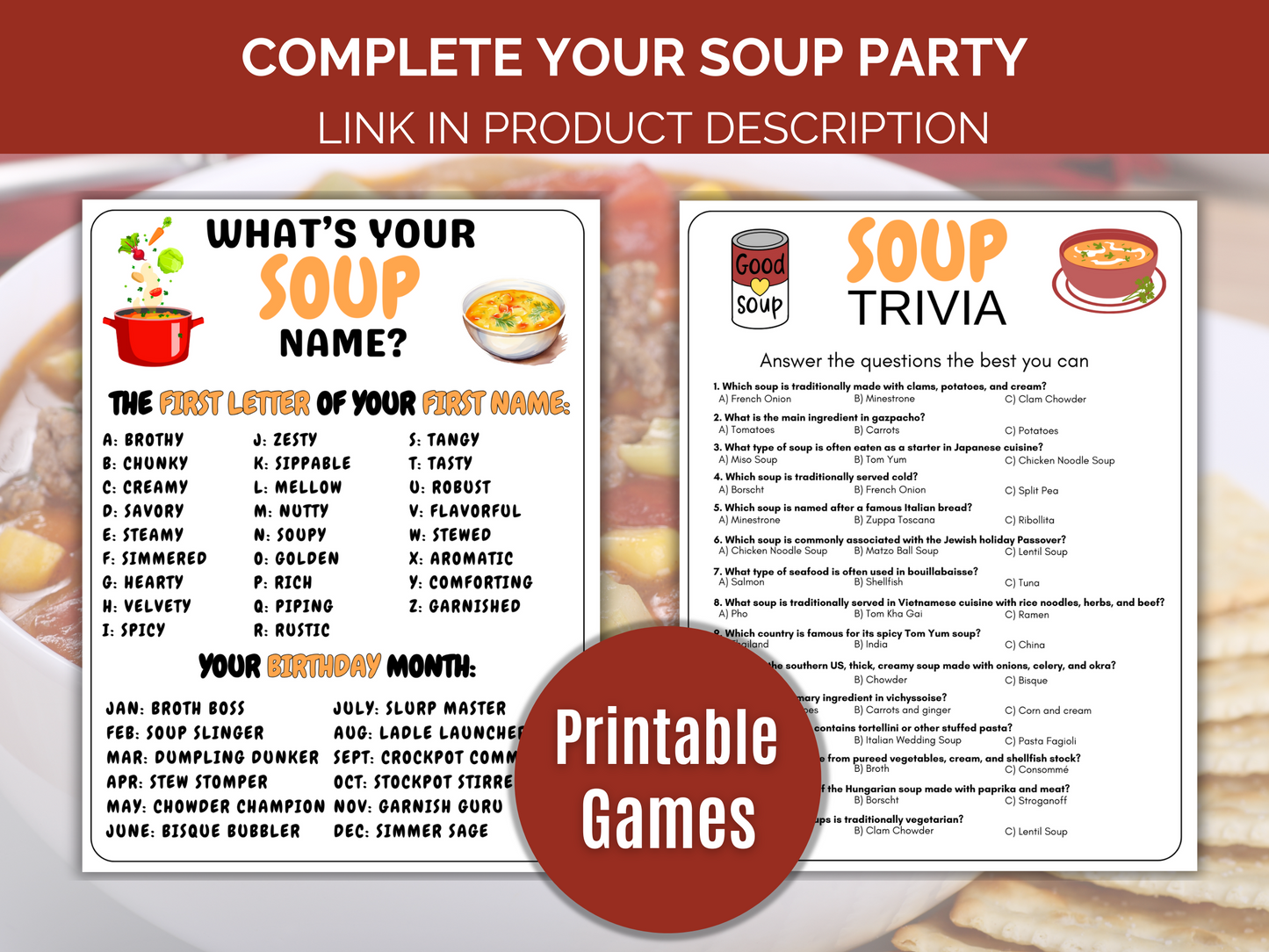 Soup Match Game