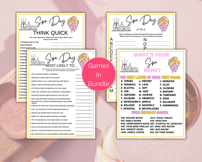 Spa Party Game Bundle
