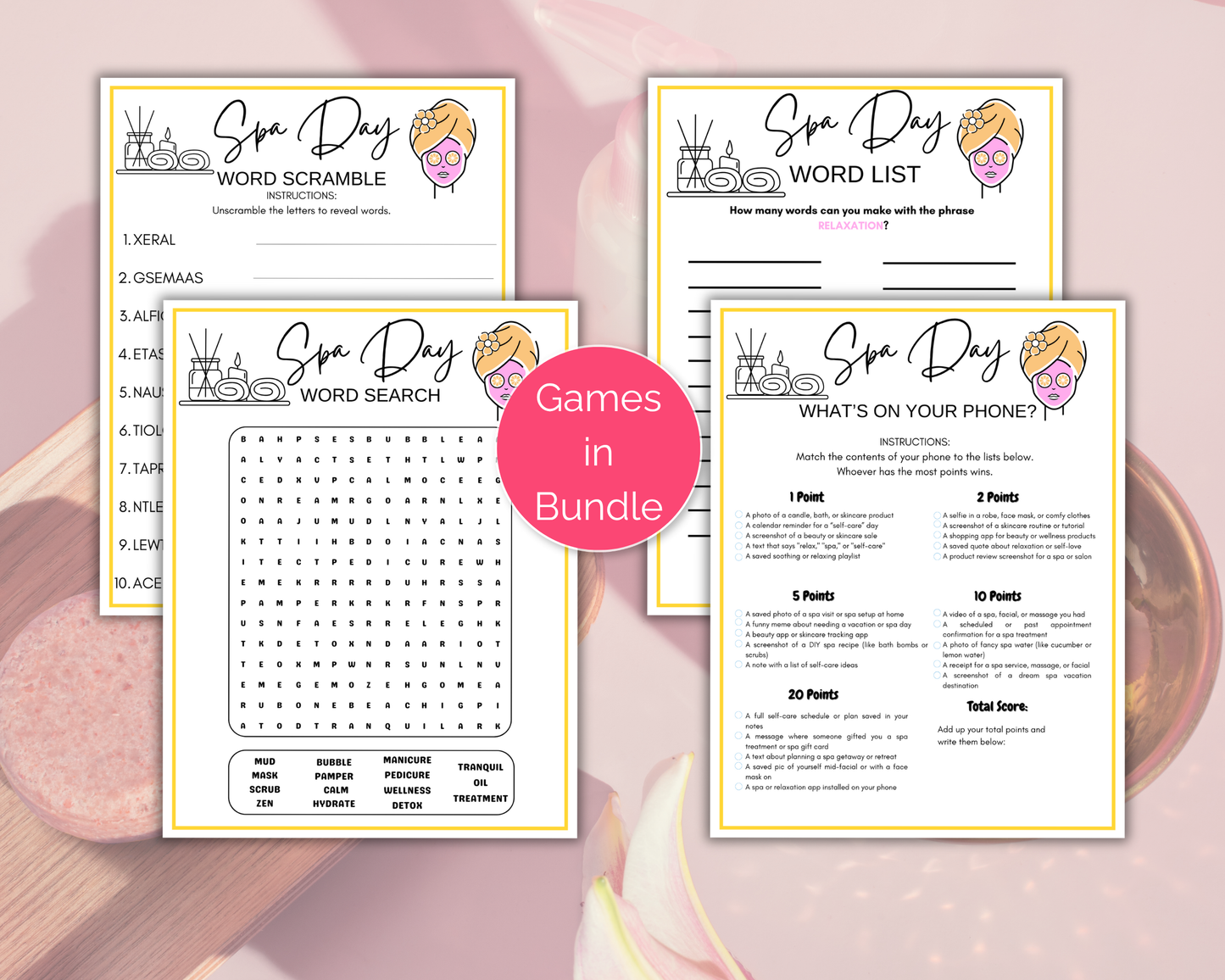 Spa Party Game Bundle