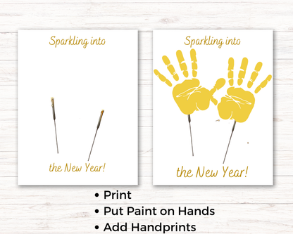 New Years Sparkler Handprint Art