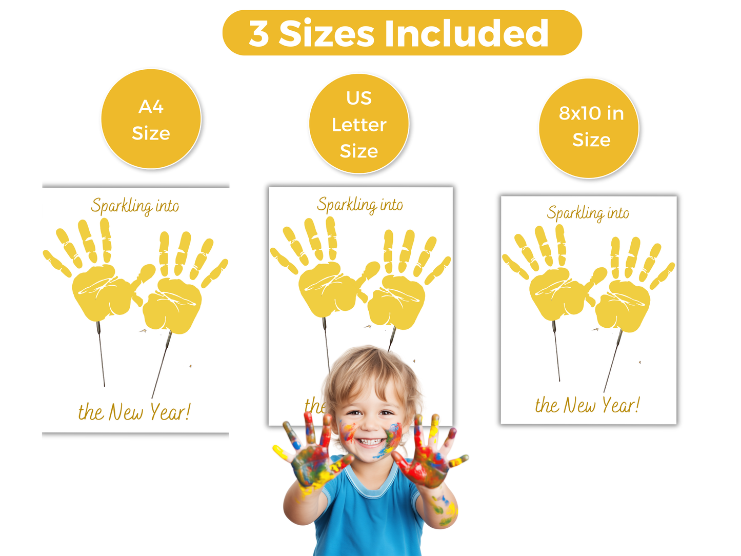 New Years Sparkler Handprint Art