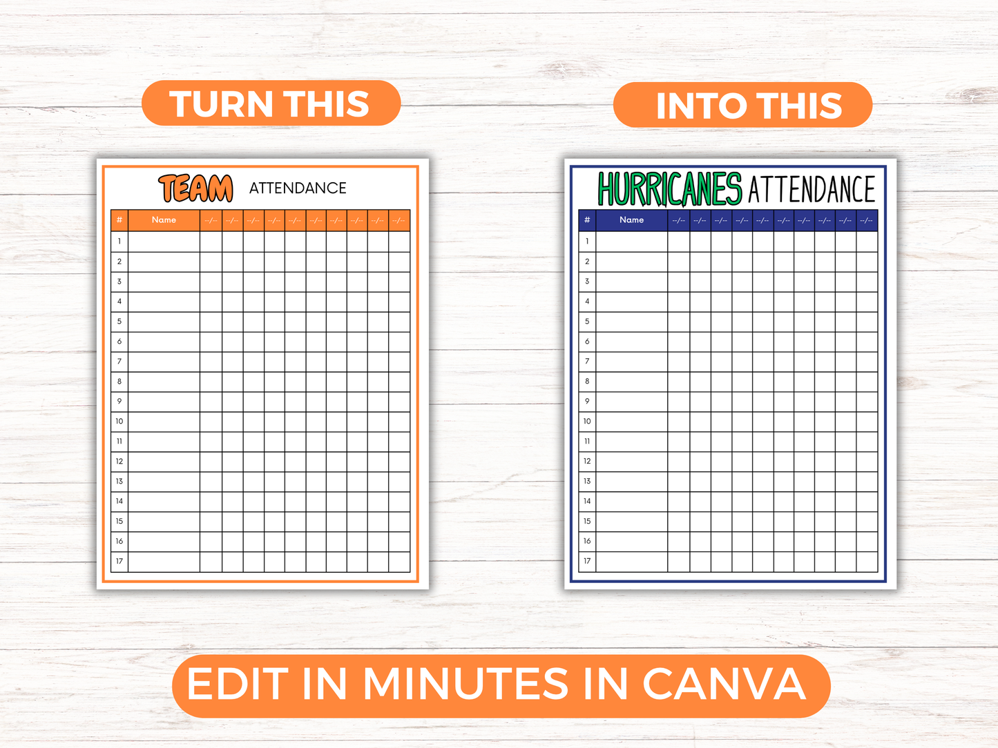 Sports Attendance Sheet (Editable)