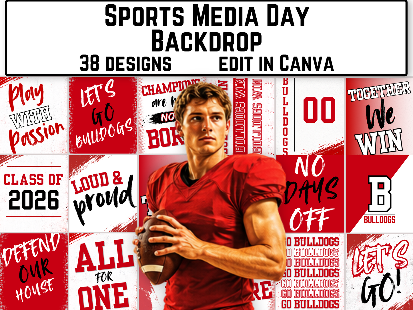 Editable Sports Media Day Backdrop Template