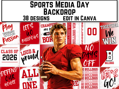 Editable Sports Media Day Backdrop Template