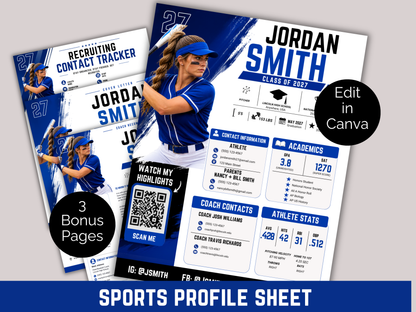 Sports Profile Sheet Template