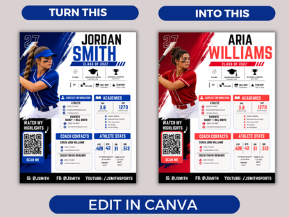 Sports Profile Sheet Template