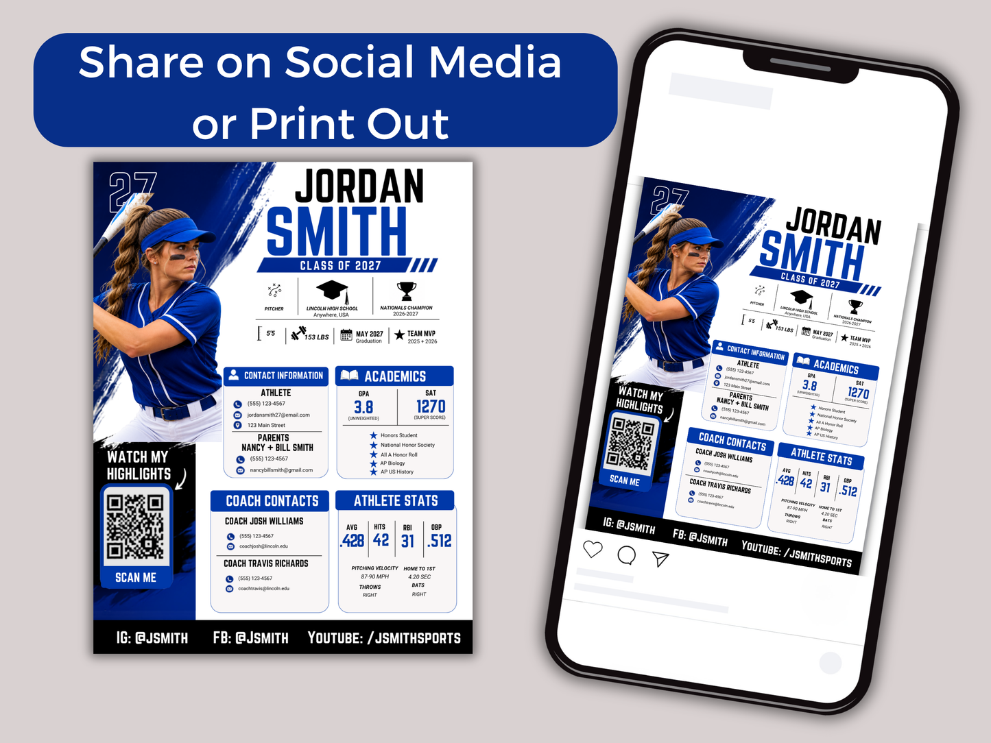 Sports Profile Sheet Template