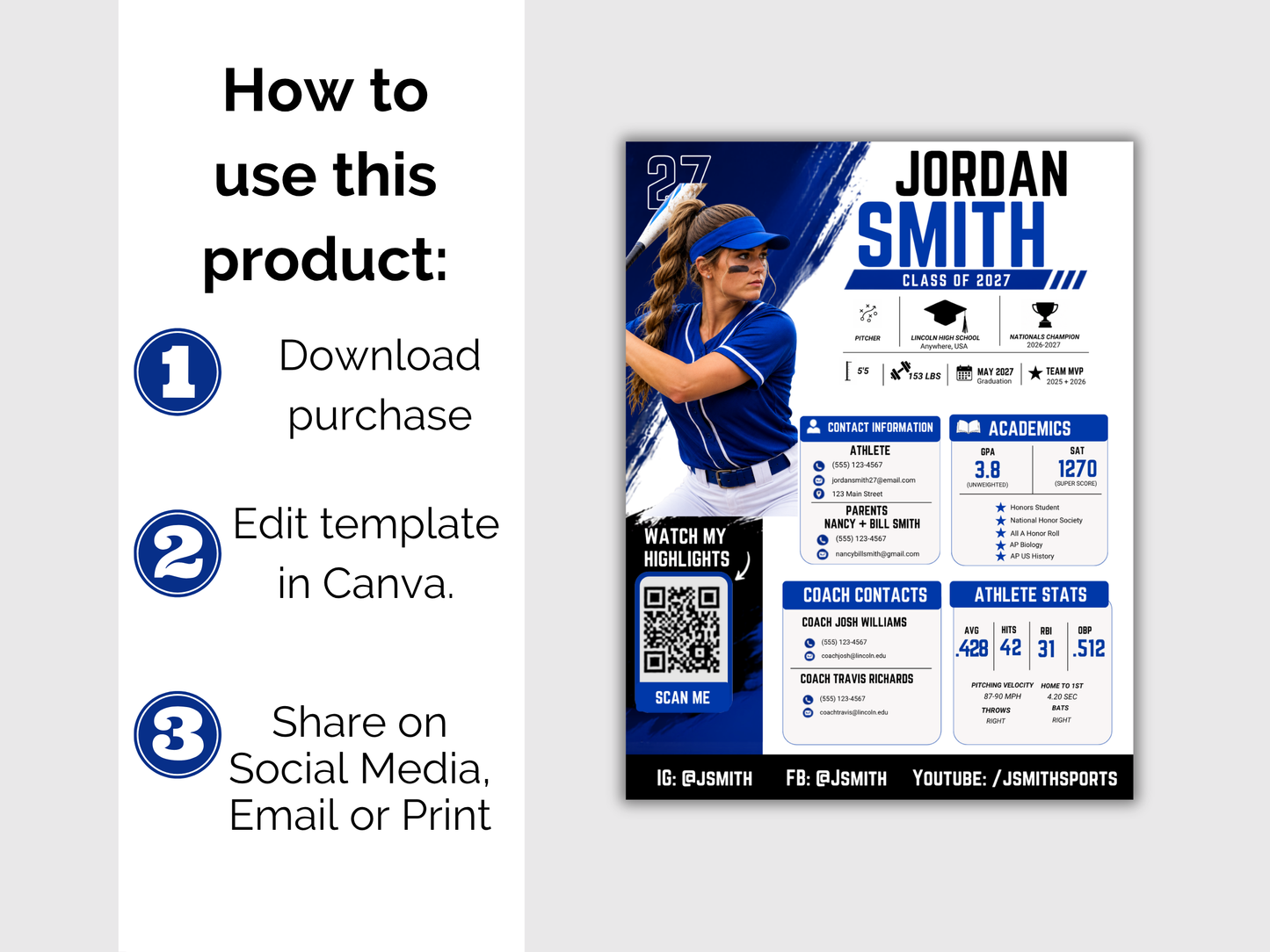 Sports Profile Sheet Template