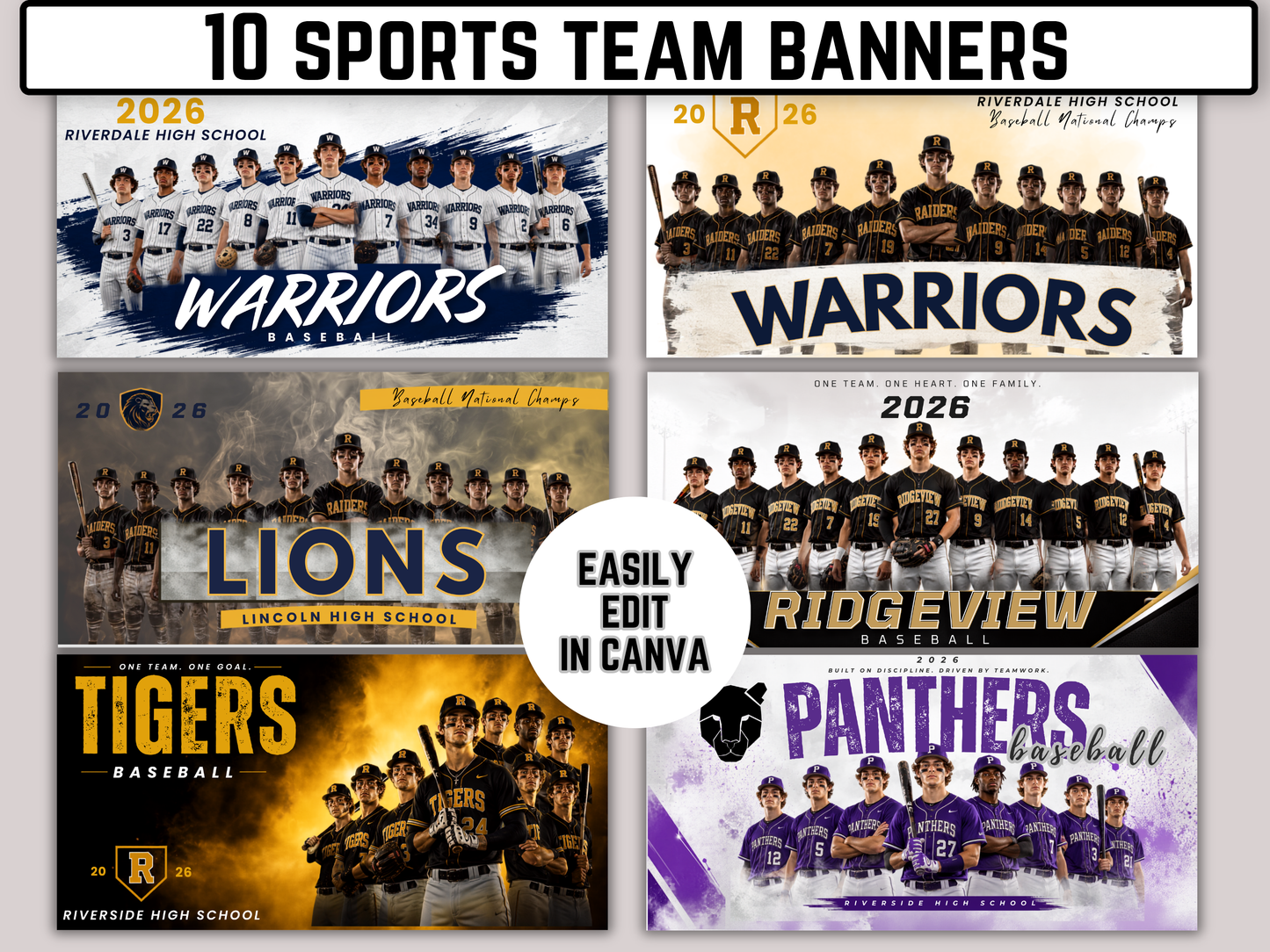Editable Sports Team Banner Template Bundle