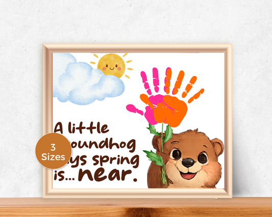 Groundhog Day Spring Handprint Art