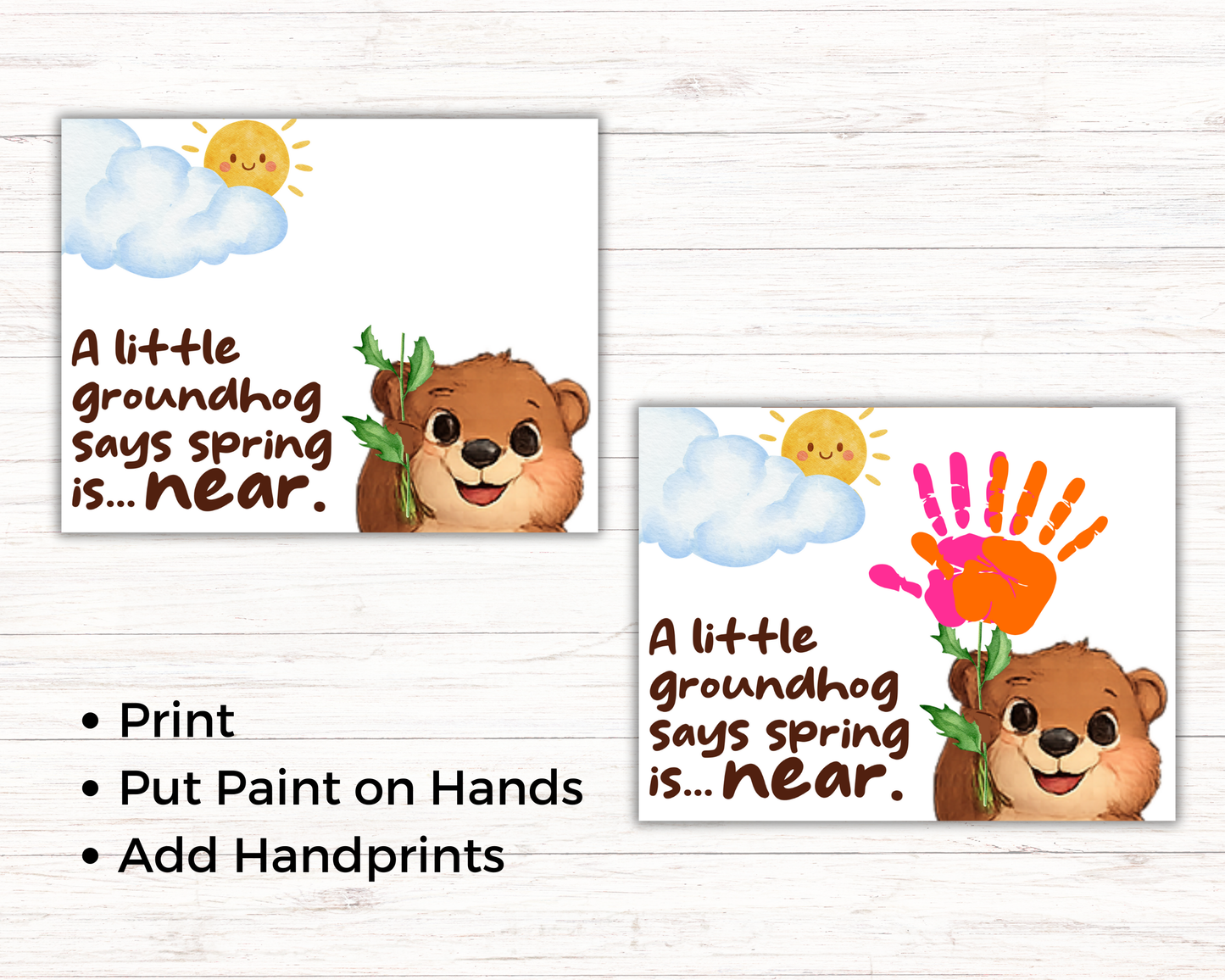 Groundhog Day Spring Handprint Art