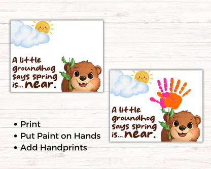 Groundhog Day Spring Handprint Art