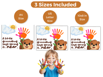 Groundhog Day Spring Handprint Art