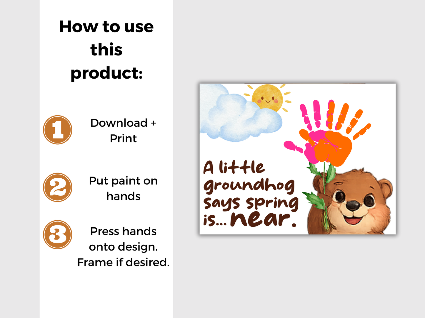 Groundhog Day Spring Handprint Art
