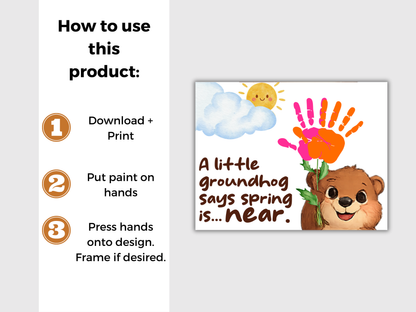 Groundhog Day Spring Handprint Art