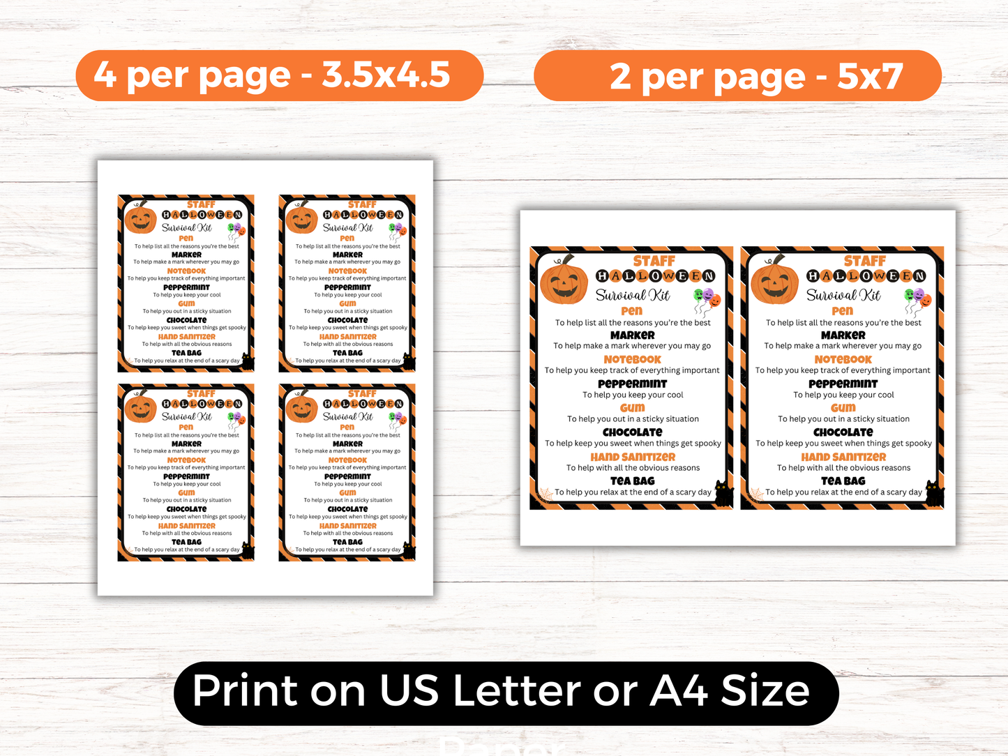 Editable Halloween Staff Survival Kit Gift Tags
