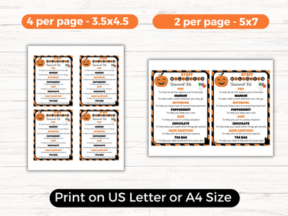 Editable Halloween Staff Survival Kit Gift Tags