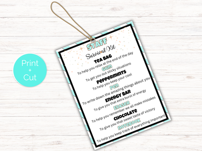 Editable Staff Survival Kit Gift Tags