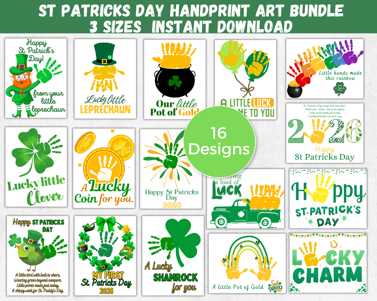 St Patricks Day Handprint Art Bundle