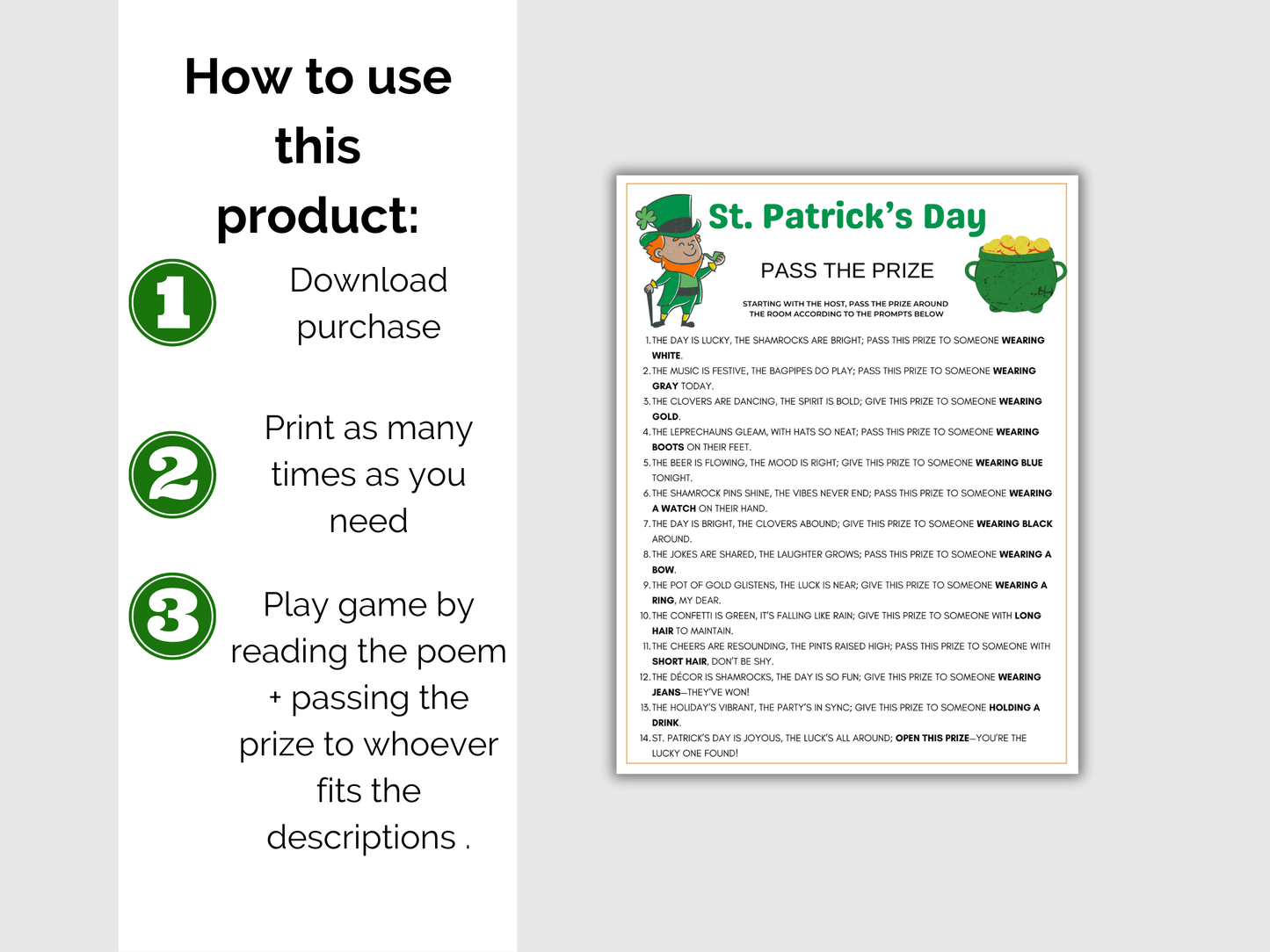 St Patricks Day Pass The Prize