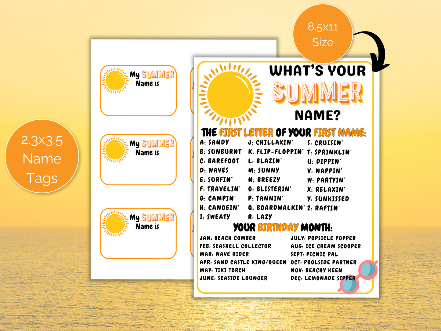 What's Your Summer Name Game + Name Tags