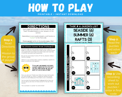 Summer Break Escape Room for Kids