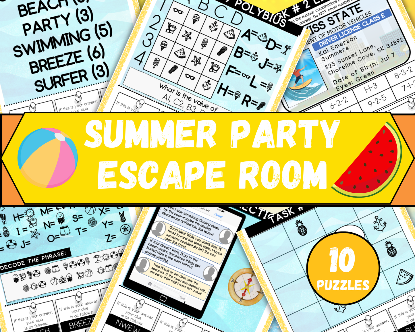 Summer Party Escape Room for Kids