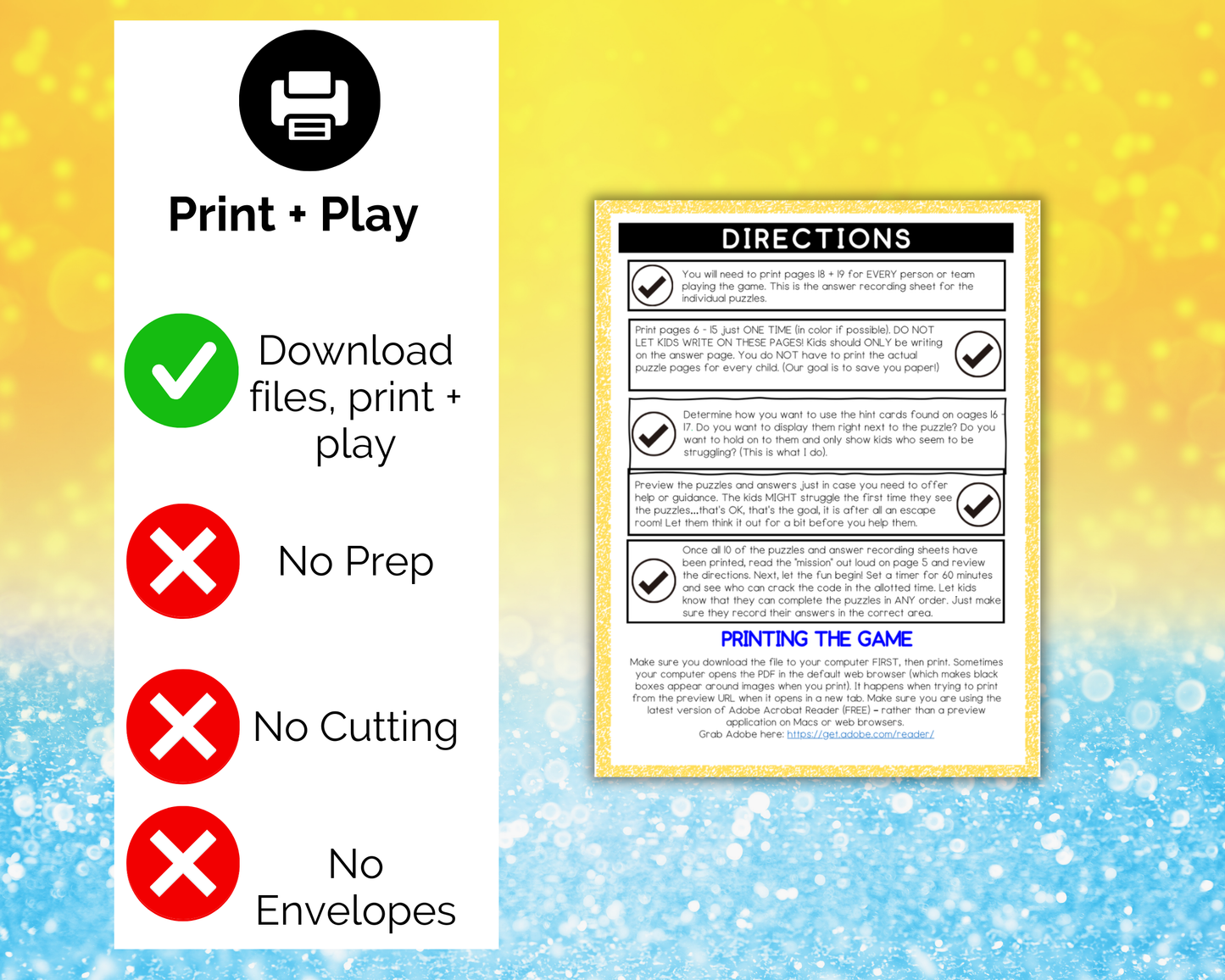 Summer Party Escape Room for Kids