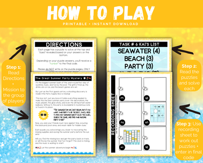 Summer Party Escape Room for Kids