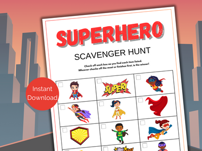 Superhero Scavenger Hunt for kids