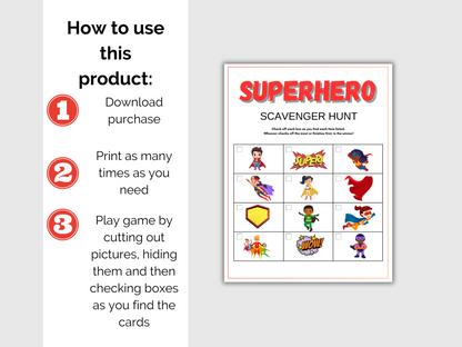 Superhero Scavenger Hunt for kids