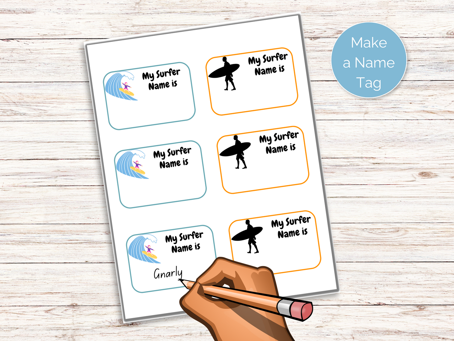 What's Your Surfer Name Game + Name Tags