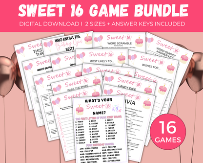 Sweet 16 Birthday Game Bundle