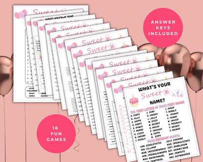 Sweet 16 Birthday Game Bundle