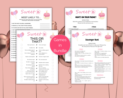 Sweet 16 Birthday Game Bundle