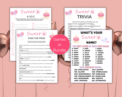 Sweet 16 Birthday Game Bundle