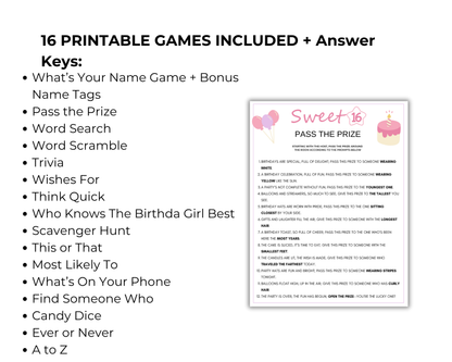 Sweet 16 Birthday Game Bundle