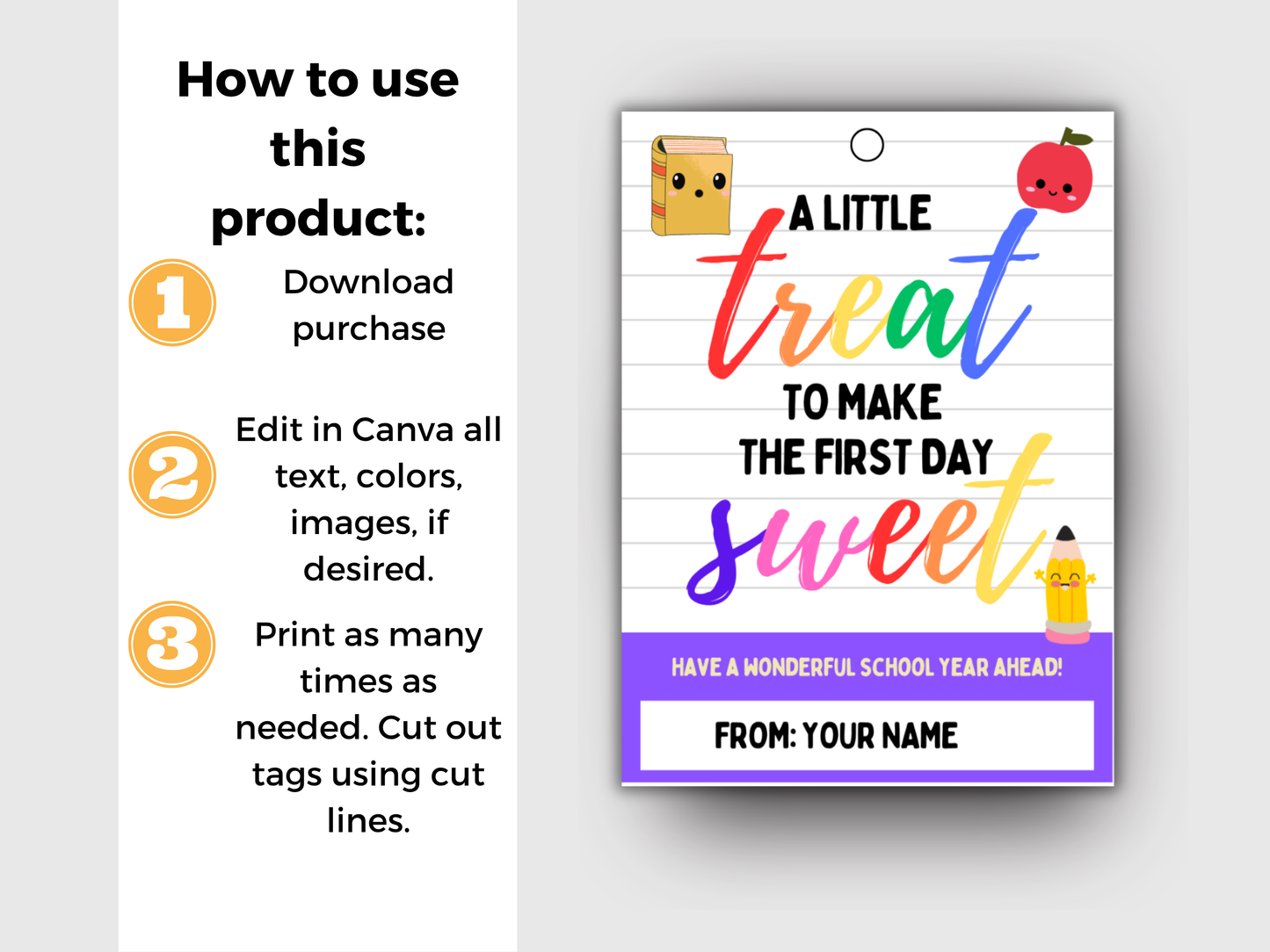 Editable Back To School Tags